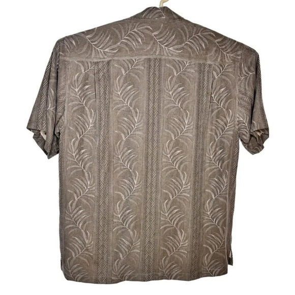 Tommy Bahama Hawaiian Camp Men’s Large 100% Silk 3D Knit Palm Leaves Gray NWOT - Picture 2 of 4